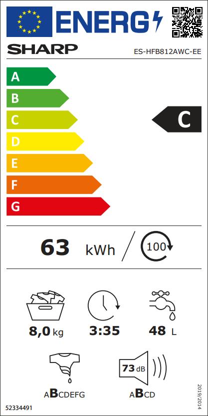 Пералня Sharp ES-HFB812AWC - Image 2